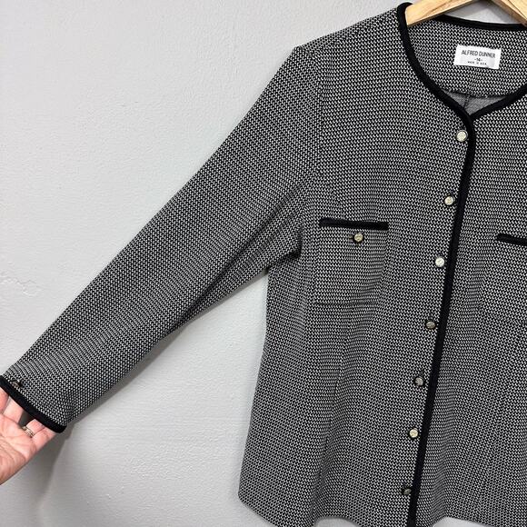 Vintage Alfred Dunner Sweater Jacket Sz 14 Check Double Knit Retro Mod Twee - Picture 3 of 11